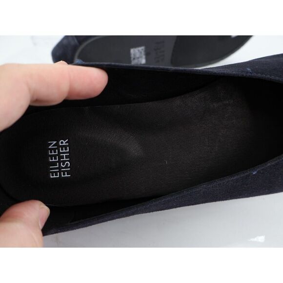 Eileen Fisher Women Una Hidden Wedge Ballet Flats Size 8 Navy Suede Round Toe - Picture 9 of 10